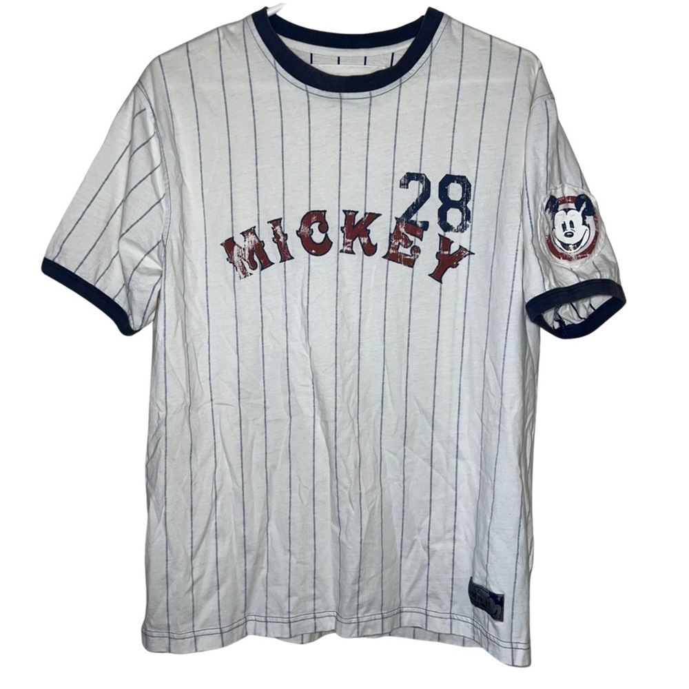 Disneyland Striped Mickey Mouse Baseball Tee Size Medium